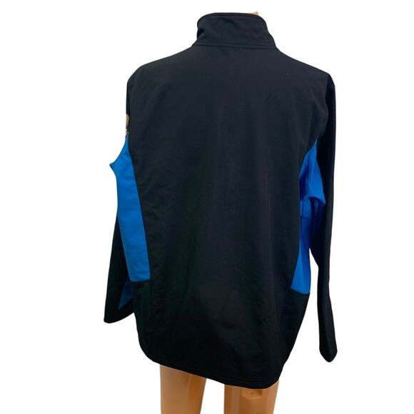 Hand Printed Upcycled Mens 2XL Pine Cone Polyester Long Sleeve Full Zip Jacket - Picture 4 of 5